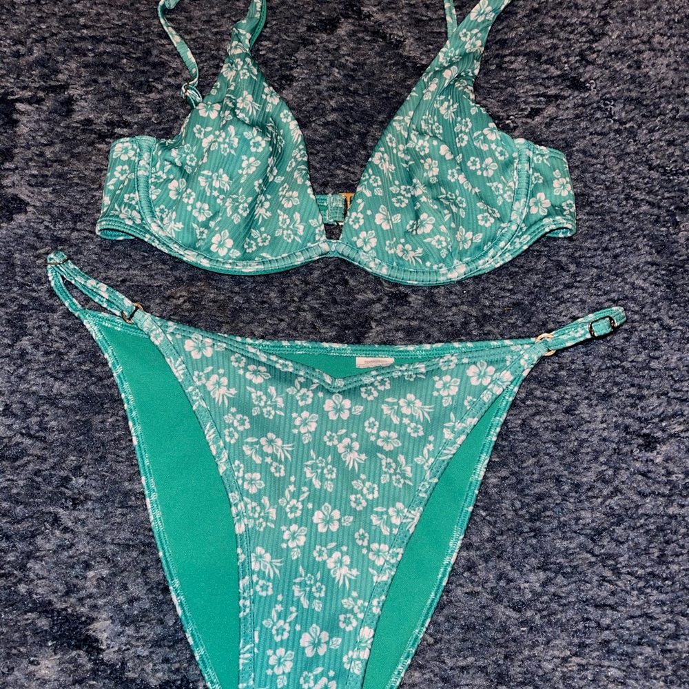 Hollister Teal Floral Bikini